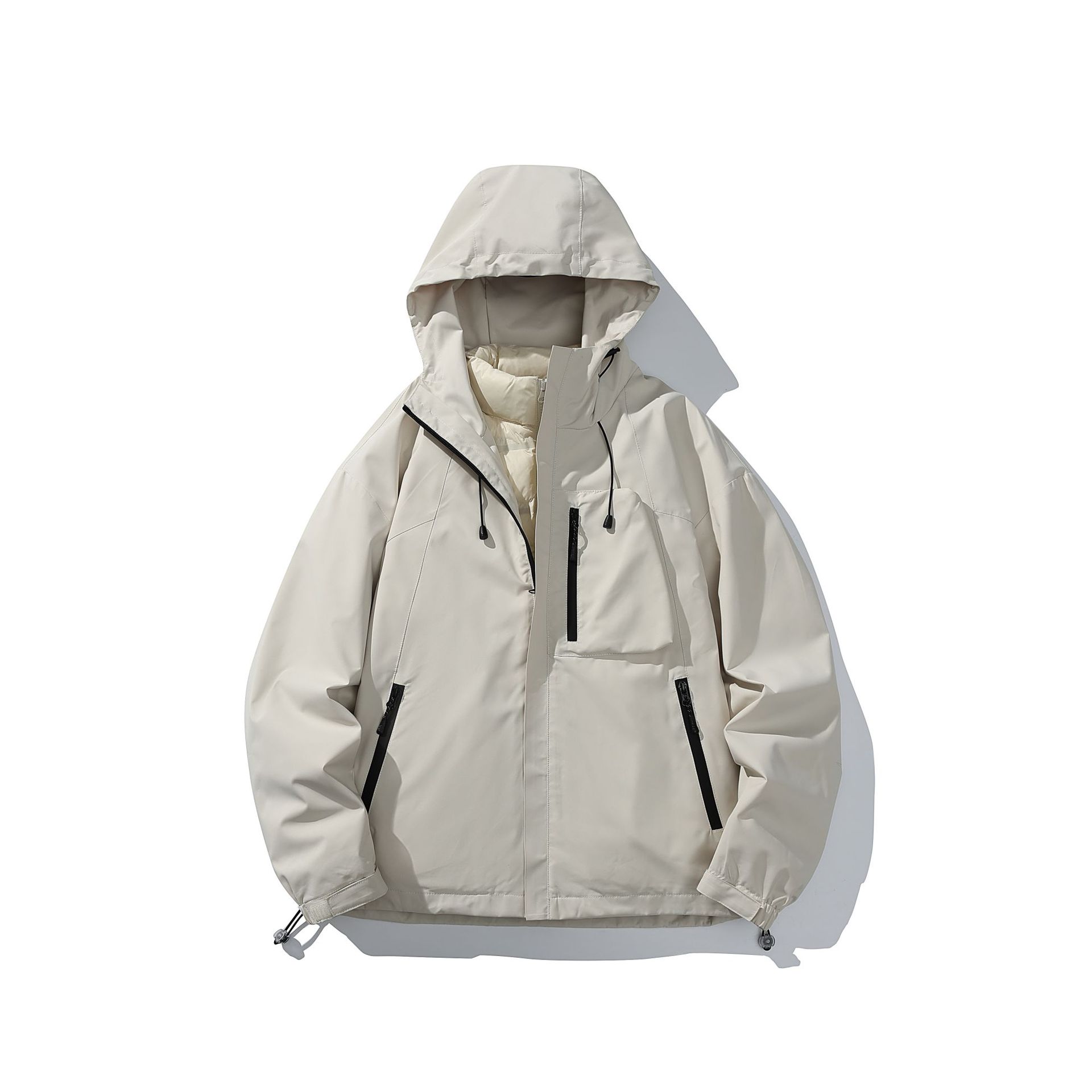 潮牌戶外運動防風三合一衝鋒衣輕薄羽絨服男女款搖粒絨外套