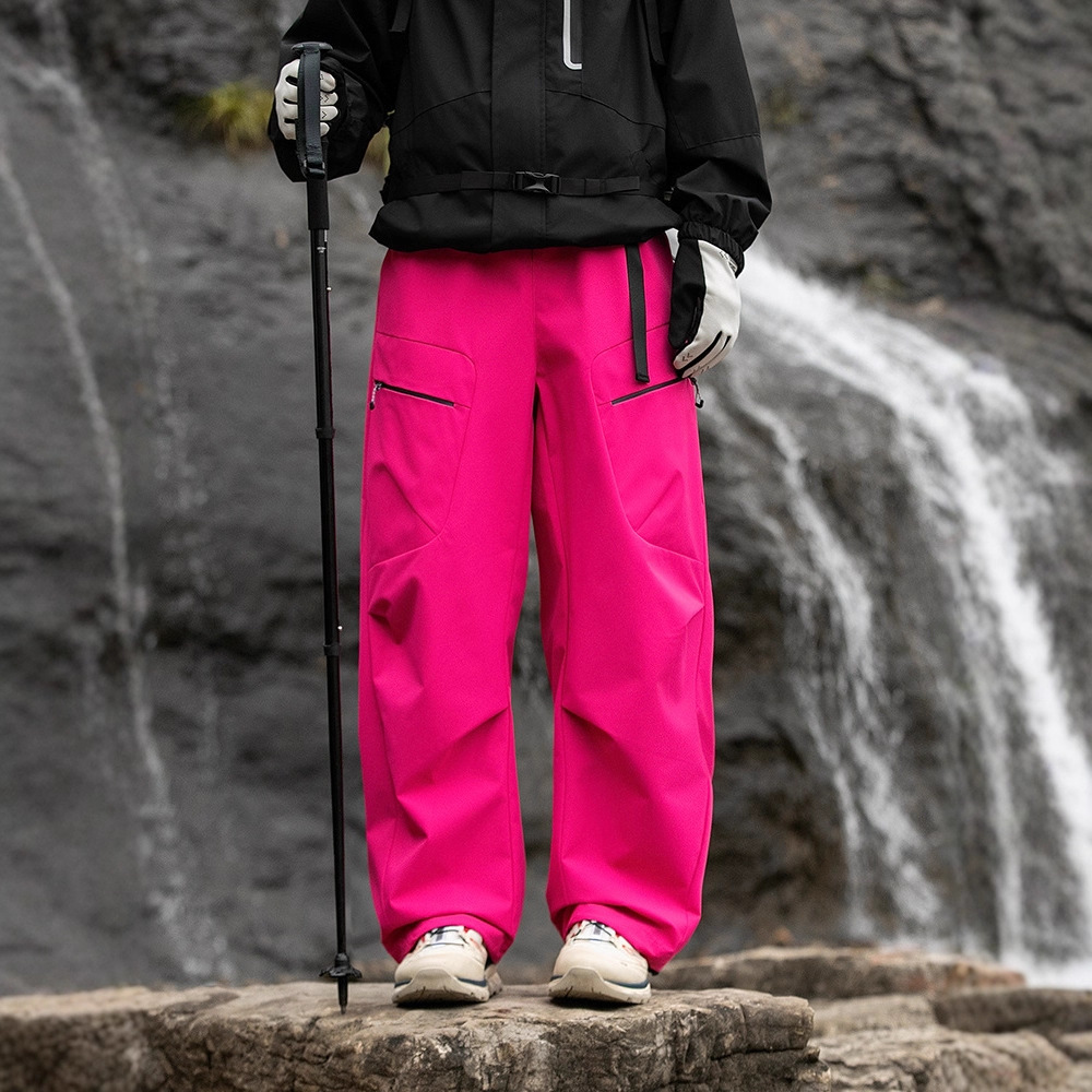 IZEXX潮牌戶外三合一加厚羽絨衝鋒褲男女款防風保暖直筒工裝褲