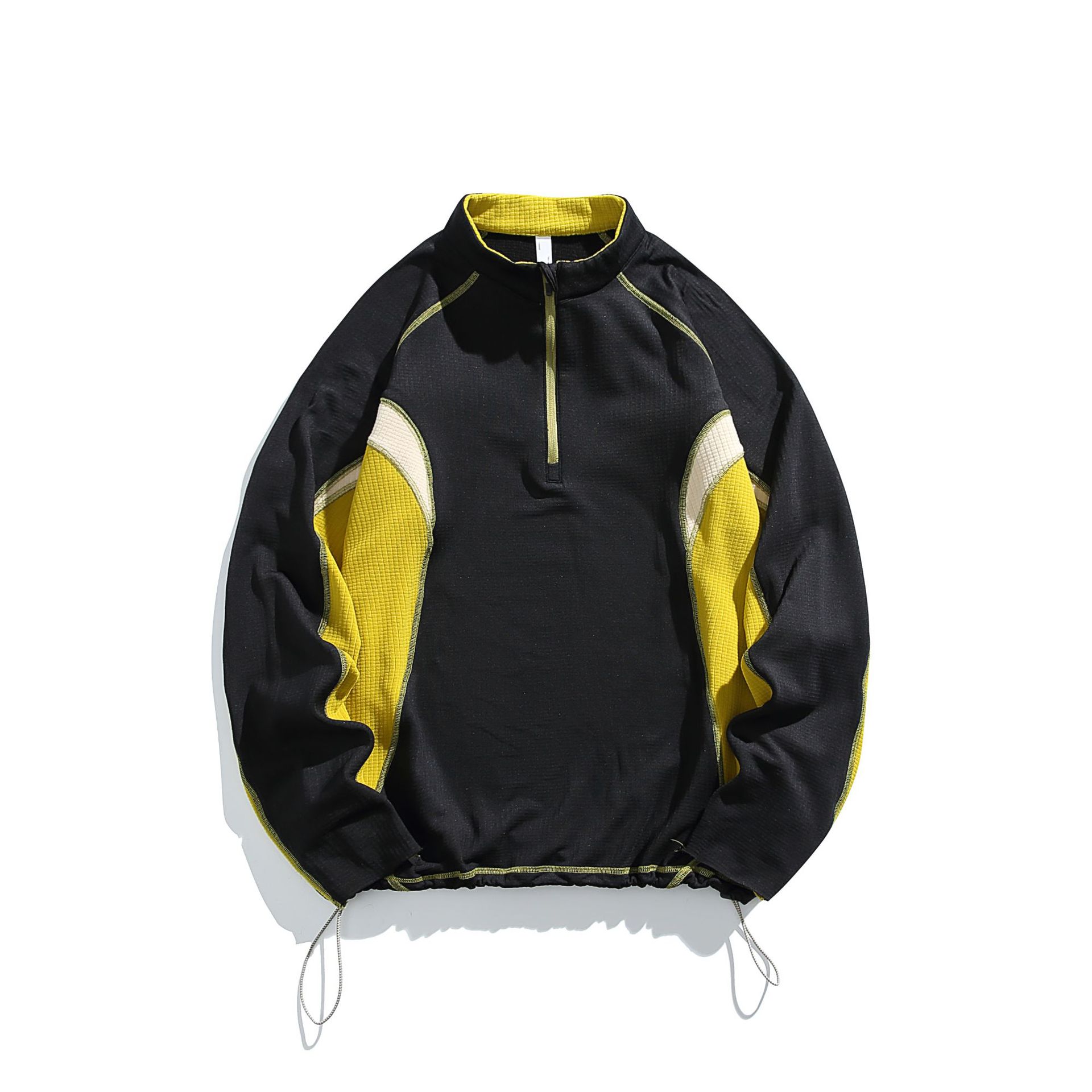 潮牌戶外保暖抗菌長袖男女款加絨衛衣情侶寬鬆運動拼接上衣