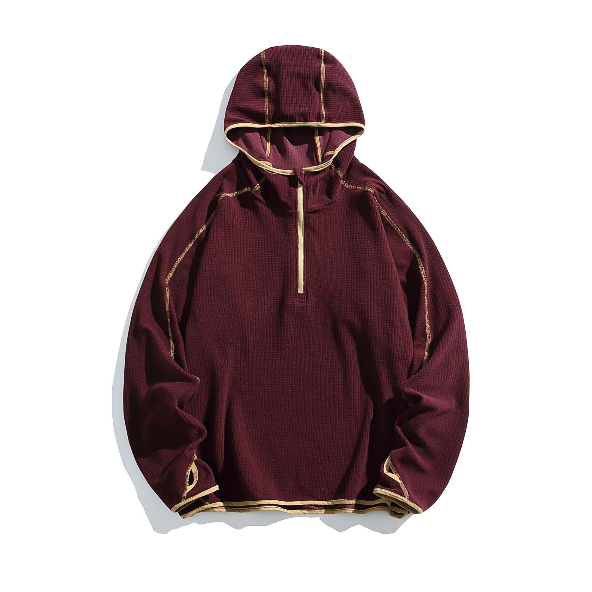 潮牌戶外運動保暖加絨連帽衛衣男女款撞色登山情侶抗菌上衣