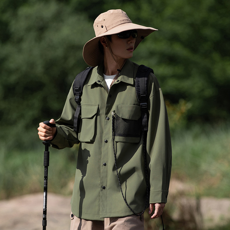 IZEXX潮牌山系三防衝鋒上衣大口袋防水防風戶外機能風襯衫男女款