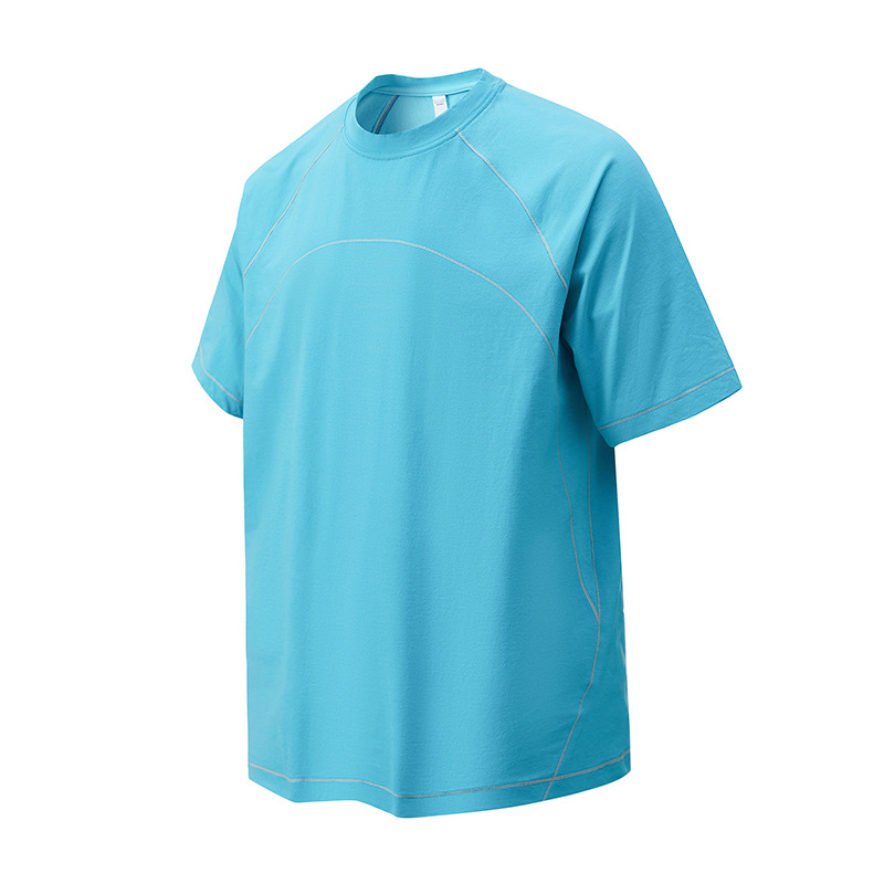 潮牌夏季線條設計速幹短袖T恤短褲套裝男圓領情侶運動五分褲