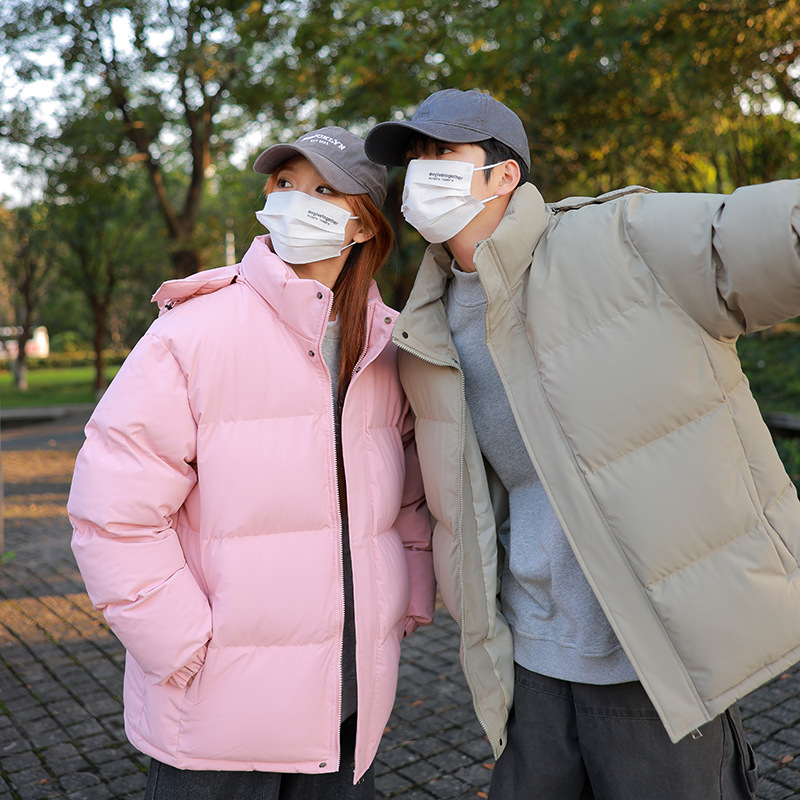 潮牌冬季紅色加厚棉服男保暖寬鬆連帽情侶款韓版麵包服外套