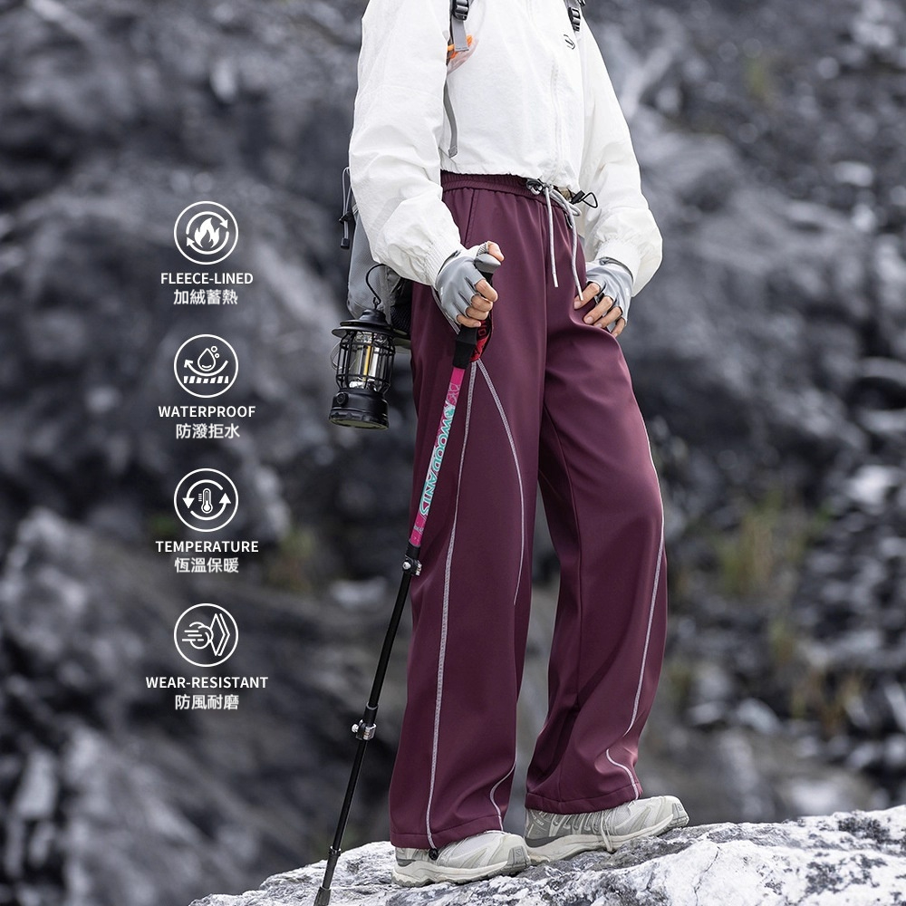 潮牌戶外美式運動休閒褲男女秋冬百搭寬鬆彎刀褲痞帥闊腿褲