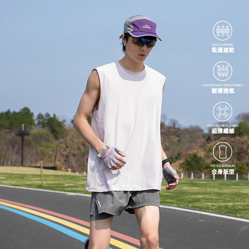 潮牌夏季冰絲速幹運動背心男寬鬆無袖跑步健身坎肩無袖上衣