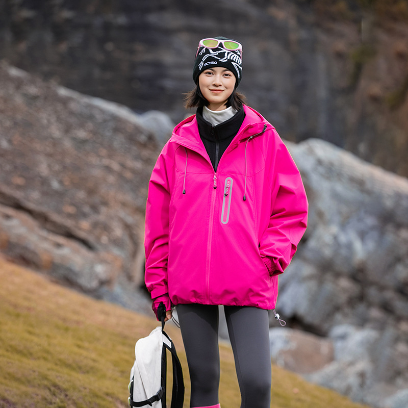 潮牌戶外防風三合一衝鋒衣輕薄羽絨服男女款搖粒絨內膽外套