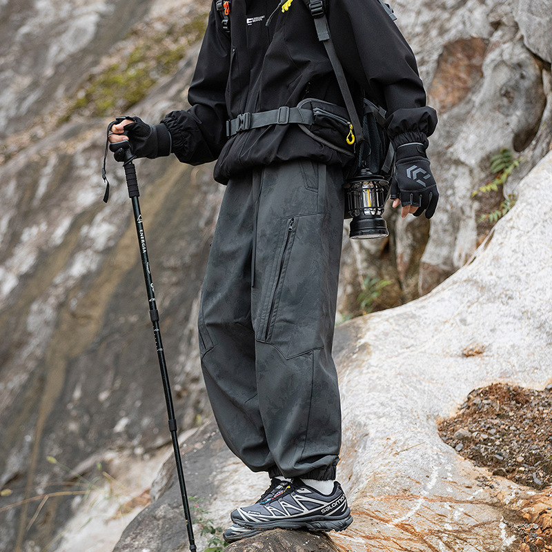 潮牌加絨工裝褲男美式寬鬆休閒戶外傘兵褲機能衝鋒情侶長褲