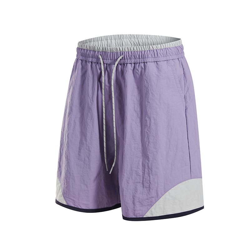 潮牌夏季拼接速幹短袖套裝男圓領吸溼排汗健身運動T恤五分褲