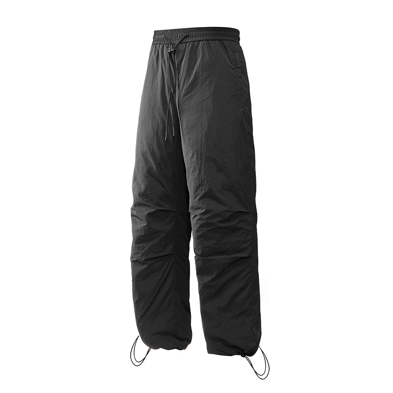 IZEXX潮牌軟殼羽絨褲白鴨絨直筒褲男外穿冬季百搭寬鬆情侶休閒褲