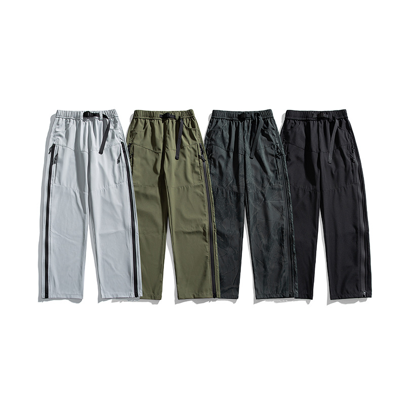 潮牌山系戶外工裝褲男時尚潮流美式側邊拉鍊寬鬆直筒休閒褲