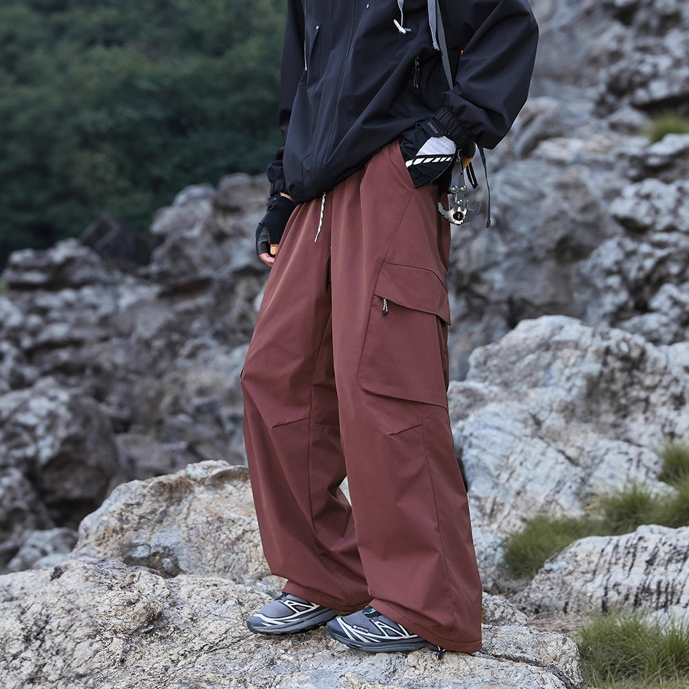 潮牌戶外登山多口袋傘兵機能工裝褲男女款加絨寬鬆休閒長褲