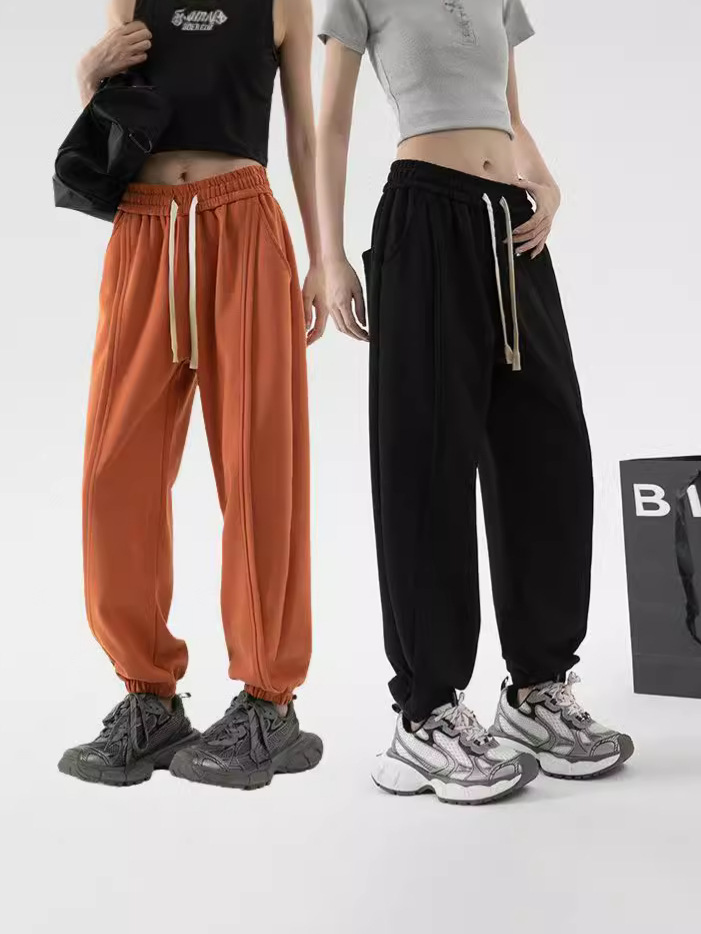 潮牌秋季新款美式束腳衛褲男女款運動休閒褲寬鬆垂感直筒褲