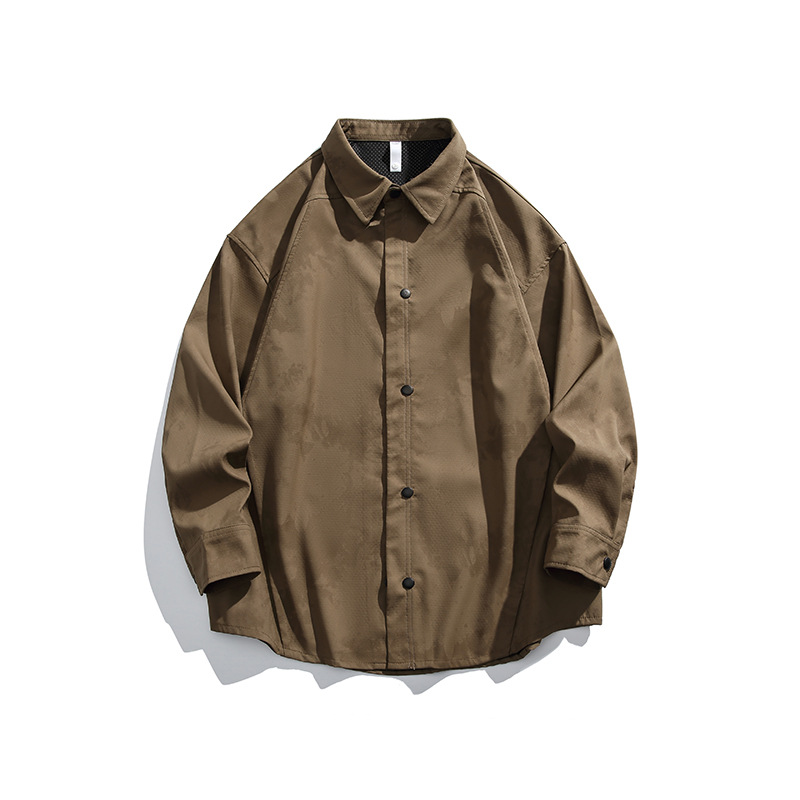 潮牌山系戶外衝鋒襯衫防水防風純色紐扣上衣休閒寬鬆男女款