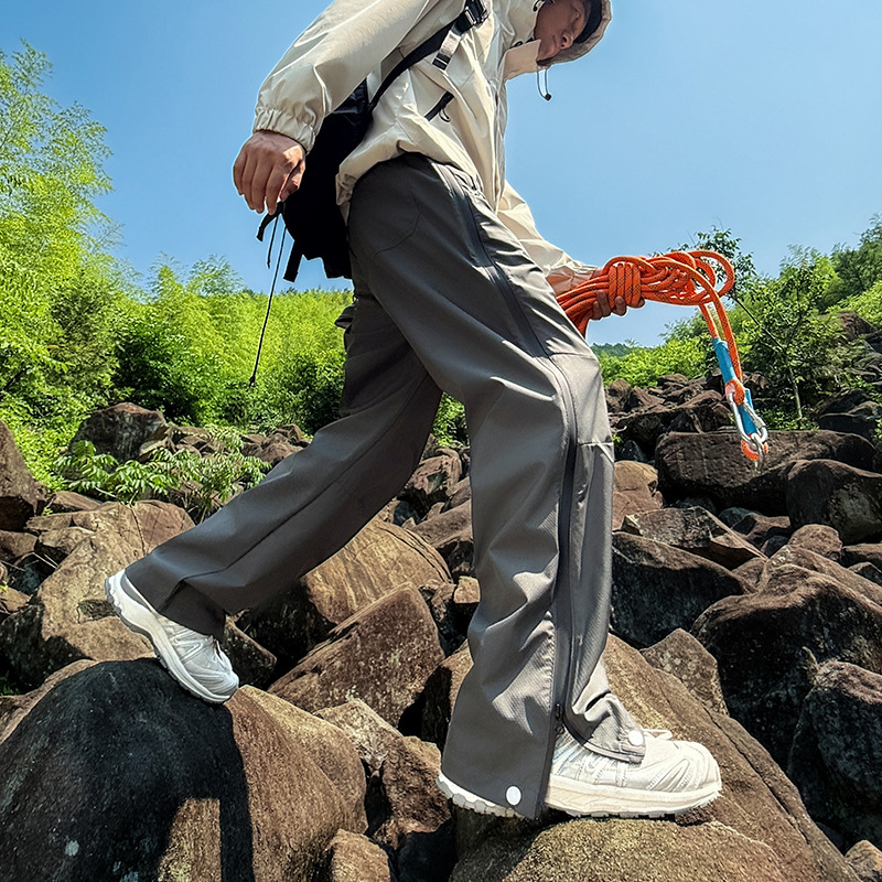 潮牌山系戶外寬鬆防風防水衝鋒工裝褲男款登山徒步休閒長褲