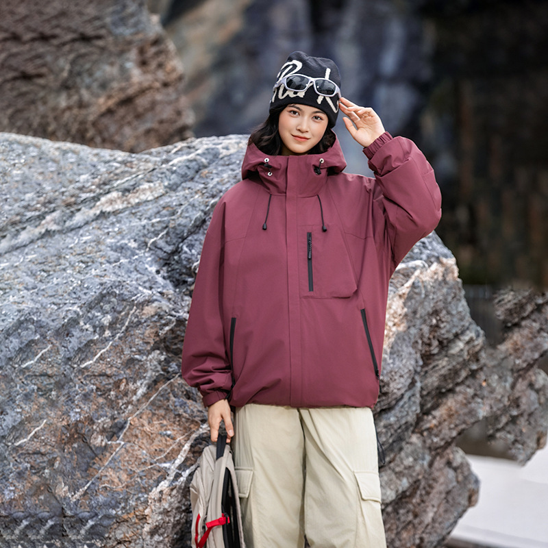 潮牌戶外運動防風三合一衝鋒衣輕薄羽絨服男女款搖粒絨外套