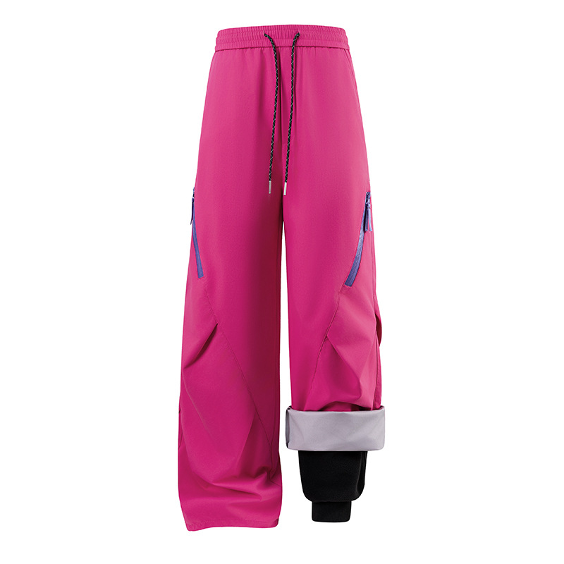 潮牌戶外三合一加厚羽絨衝鋒褲男女款防風保暖直筒工裝褲