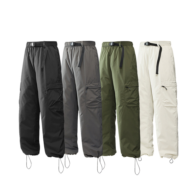 潮牌羽絨褲男冬季戶外徒步登山工裝防水防寒情侶寬鬆滑雪褲