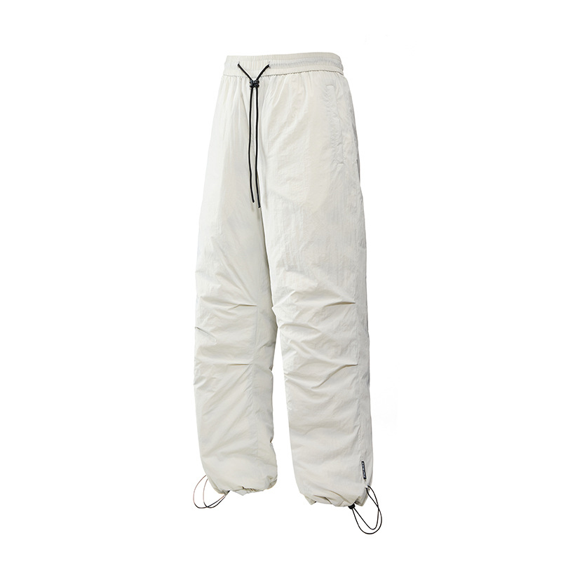 IZEXX潮牌軟殼羽絨褲白鴨絨直筒褲男外穿冬季百搭寬鬆情侶休閒褲