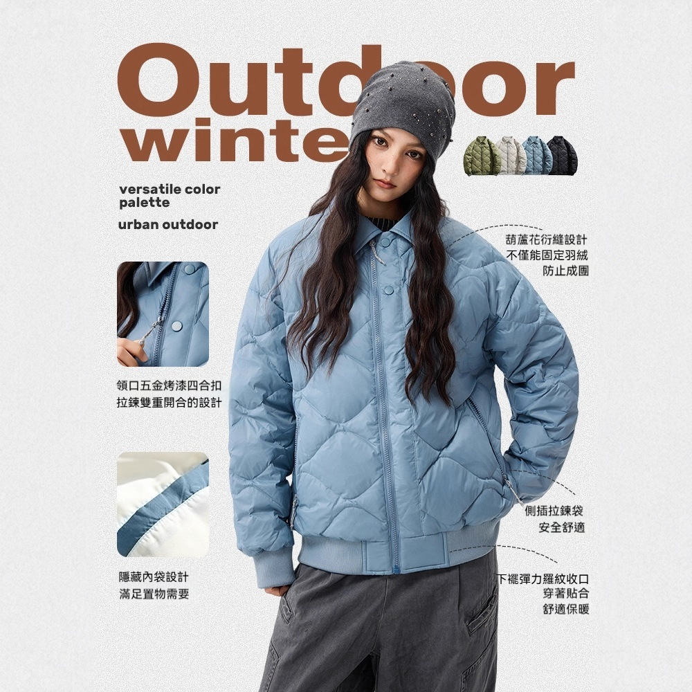 潮牌戶外葫蘆紋輕薄90白鴨絨羽絨服男女款防水保暖上衣外套