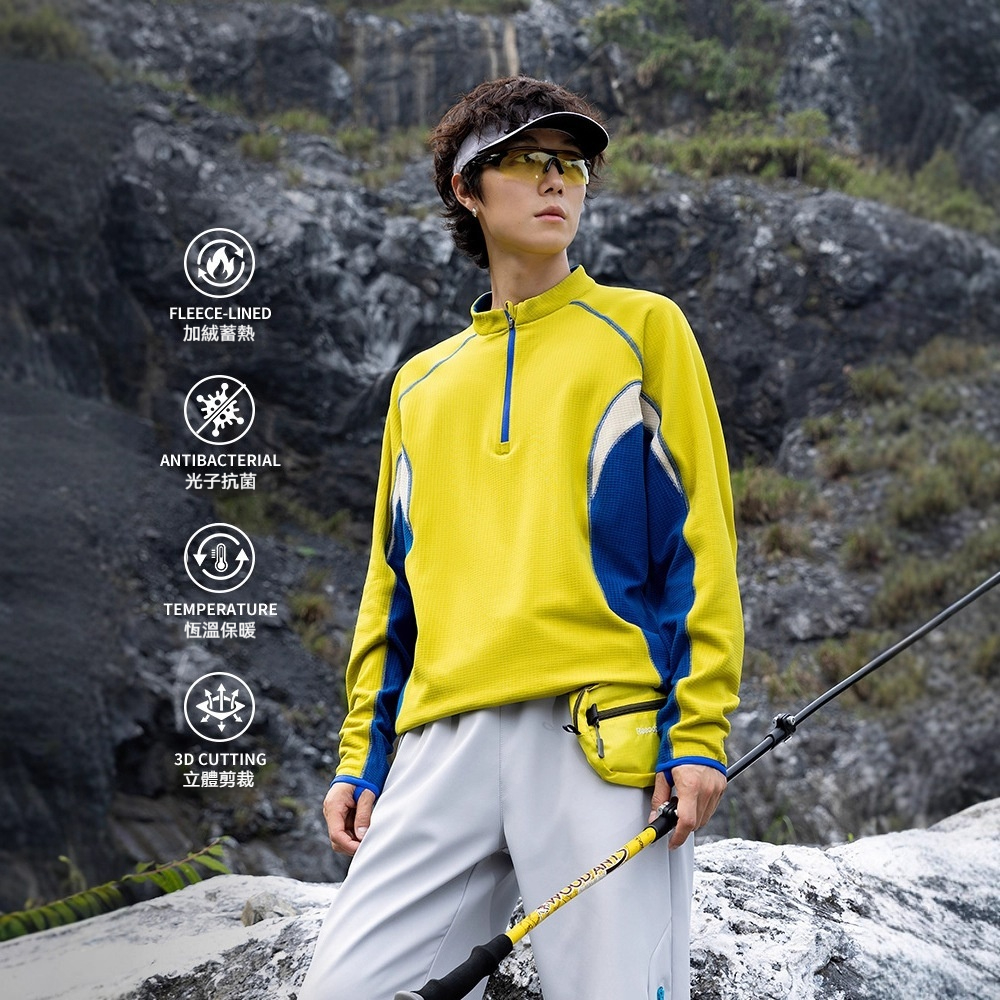 潮牌戶外保暖抗菌長袖男女款加絨衛衣情侶寬鬆運動拼接上衣