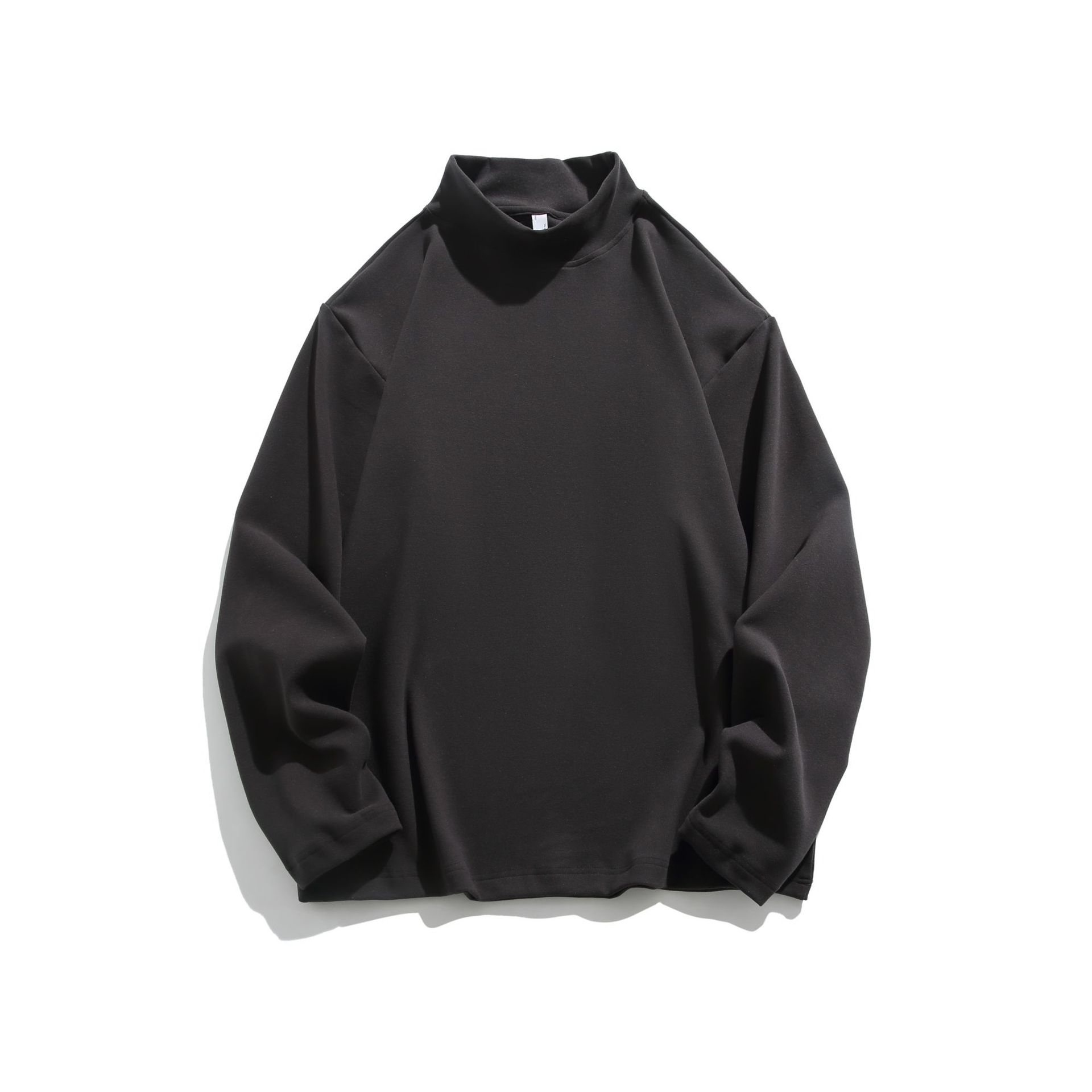 潮牌秋冬保暖加厚德絨長袖T恤男女打底衫圓領情侶內搭上衣