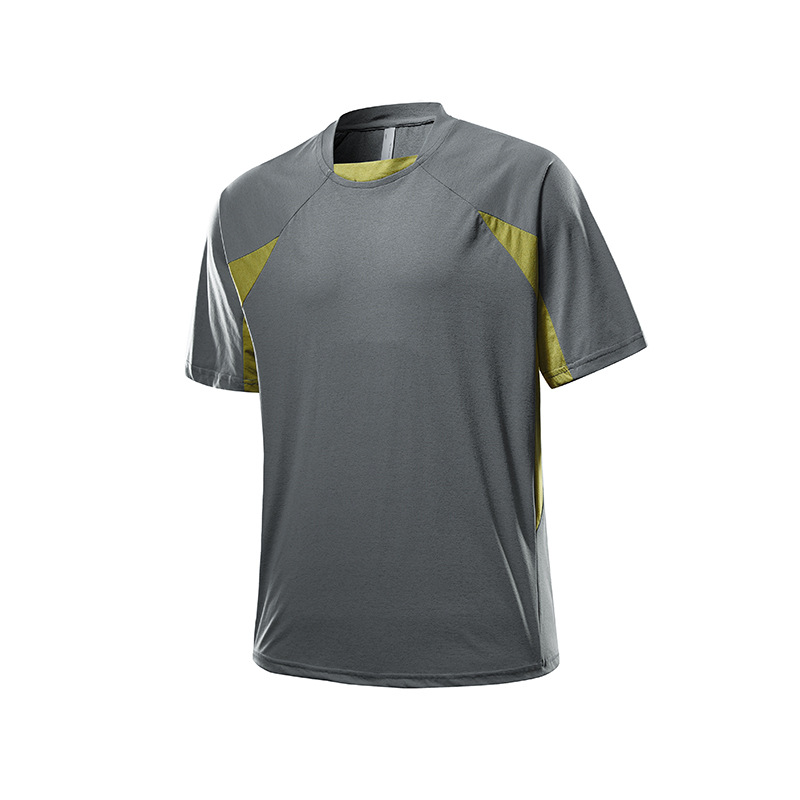 潮牌春夏新款撞色拼接圓領短袖T恤男戶外運動寬鬆休閒上衣