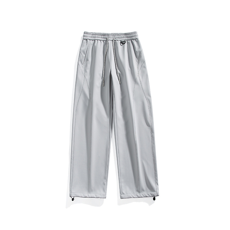 潮牌戶外美式運動休閒褲男女秋冬百搭寬鬆彎刀褲痞帥闊腿褲