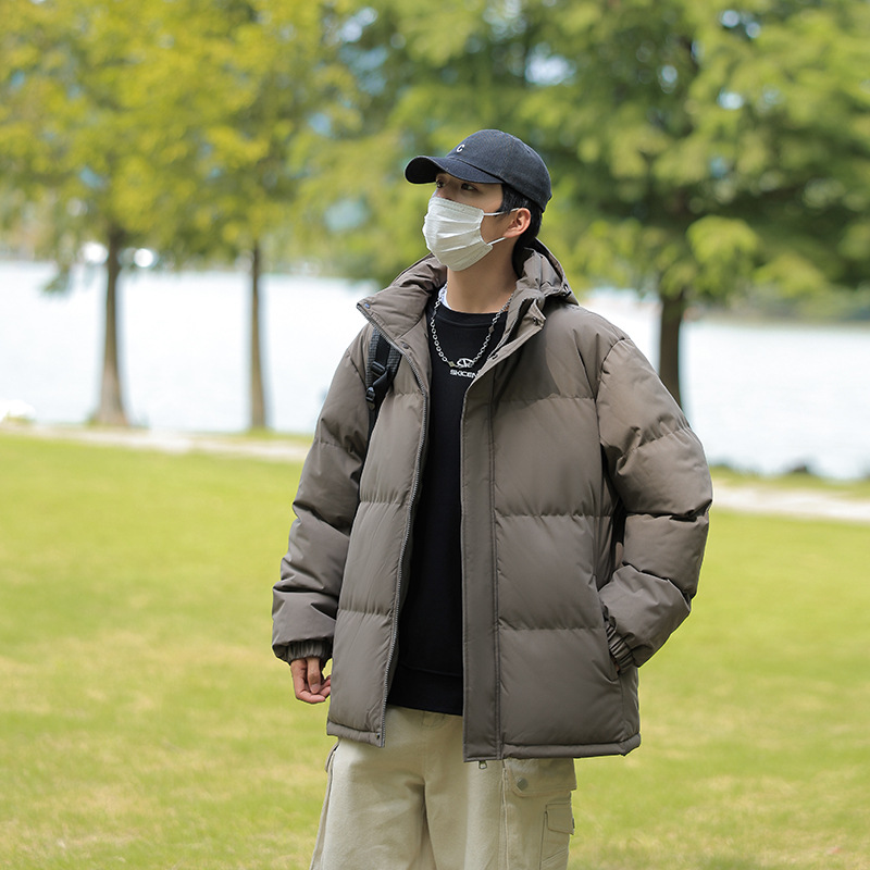 潮牌冬季紅色加厚棉服男保暖寬鬆連帽情侶款韓版麵包服外套