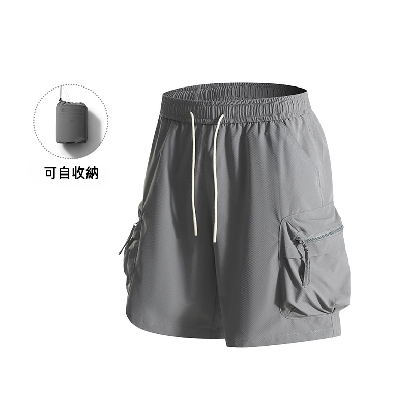 潮牌戶外短褲男夏季山系百搭休閒運動寬鬆透氣五分褲可收納