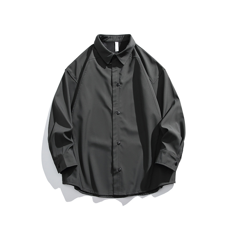 潮牌山系戶外衝鋒襯衫防水防風純色紐扣上衣休閒寬鬆男女款