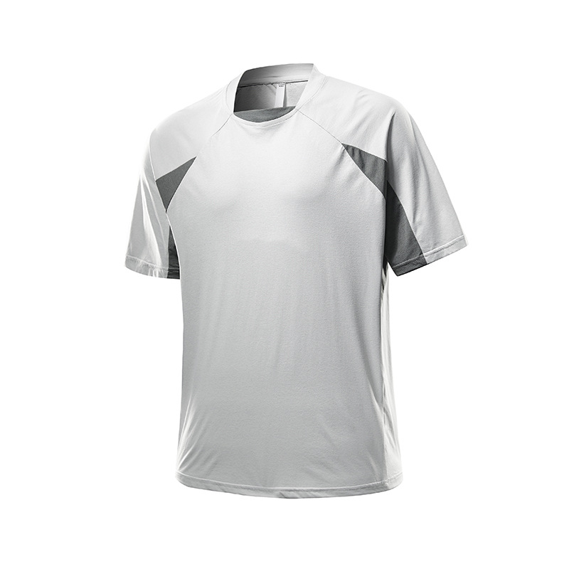 潮牌春夏新款撞色拼接圓領短袖T恤男戶外運動寬鬆休閒上衣