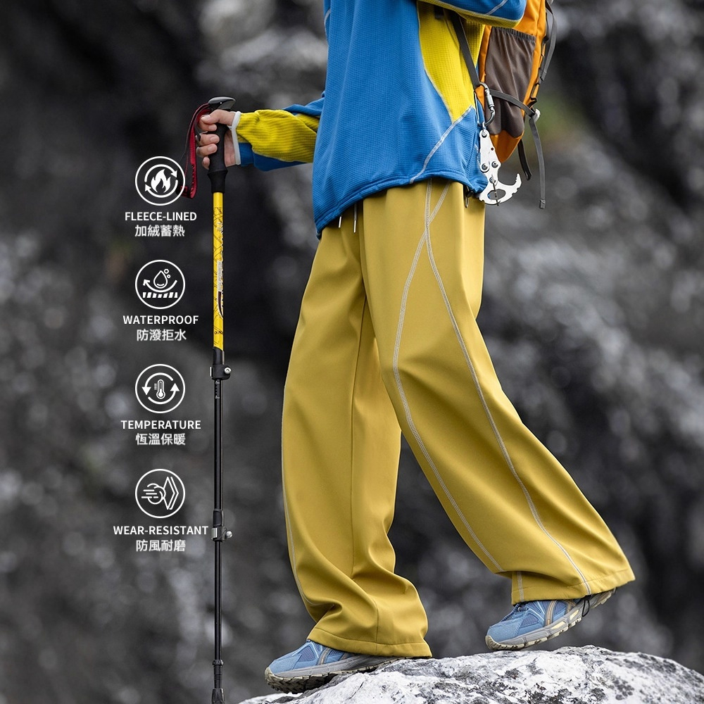 潮牌戶外美式運動休閒褲男女秋冬百搭寬鬆彎刀褲痞帥闊腿褲