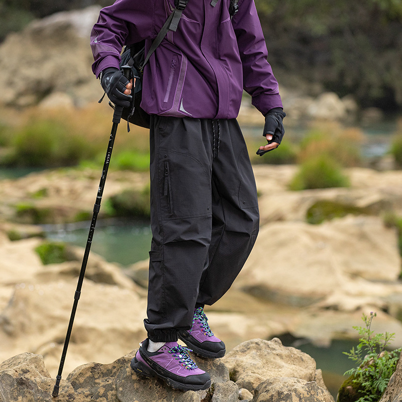 潮牌春季新款戶外防水衝鋒褲男女寬鬆運動直筒工裝休閒長褲