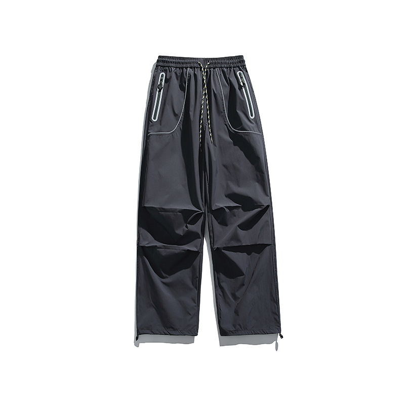 潮牌戶外三防潑水速乾衝鋒褲子男女撞色反光拉鍊機能工裝褲