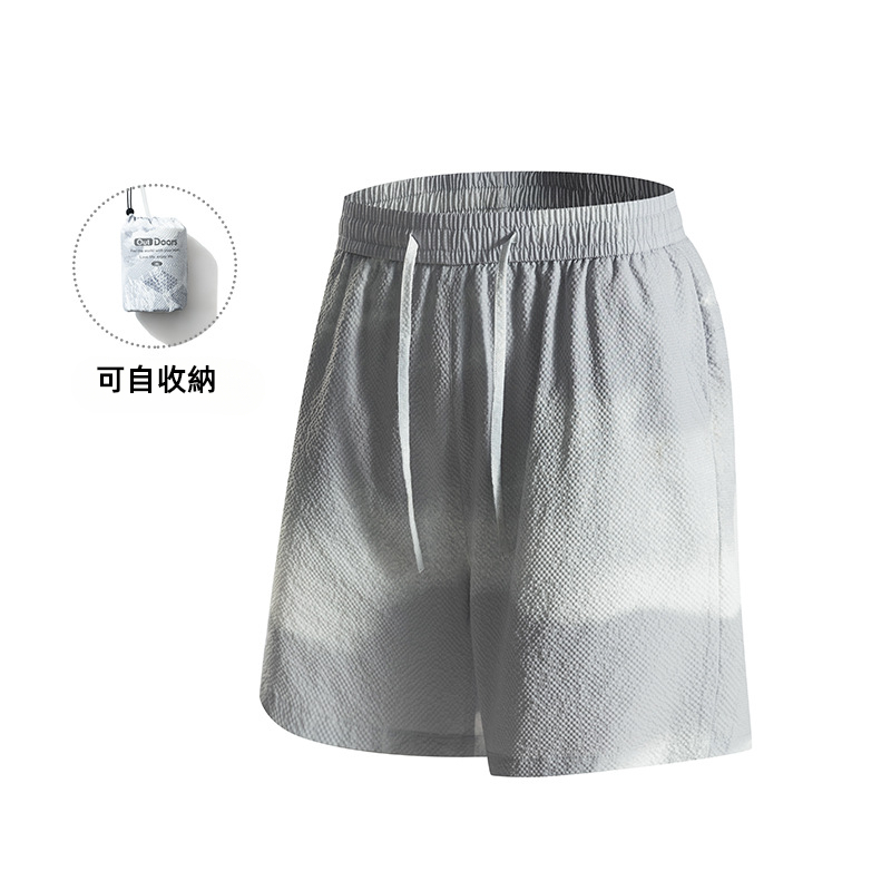 潮牌戶外防曬短褲男UPF100 山系夏季扎染百搭沙灘褲可收納