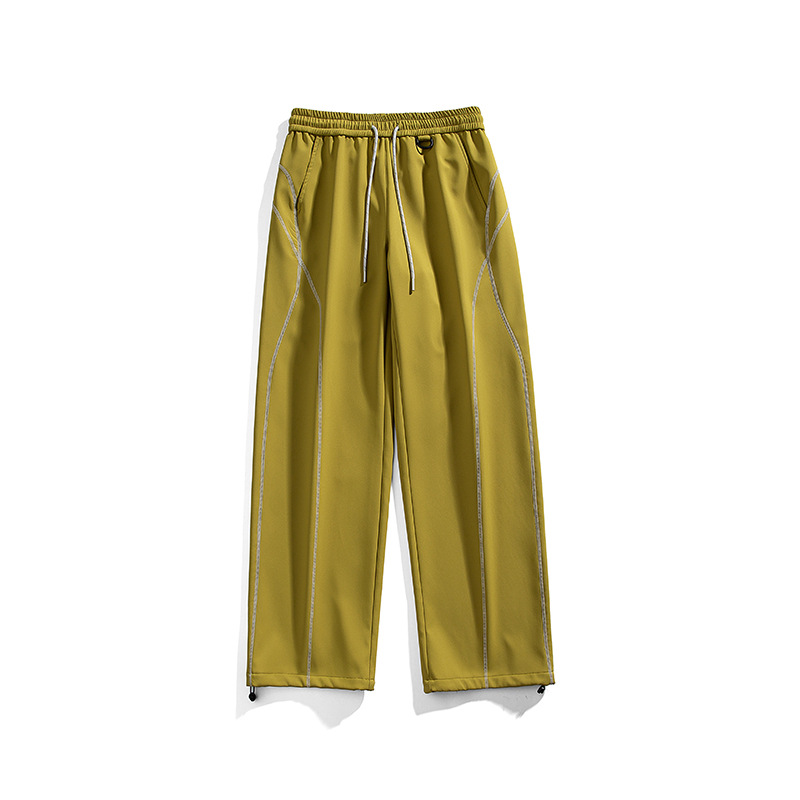 潮牌戶外美式運動休閒褲男女秋冬百搭寬鬆彎刀褲痞帥闊腿褲