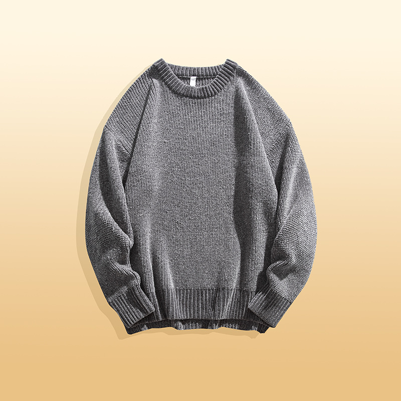 IZEXX潮牌秋冬美拉德色系針織衫漸變毛衣男寬鬆保暖情侶款羊毛衫