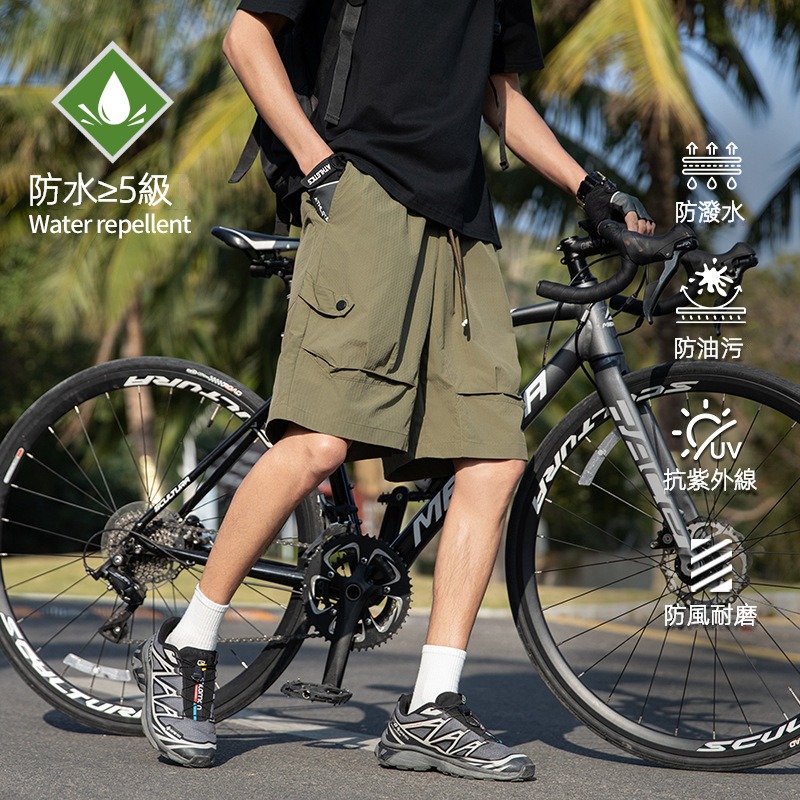 潮牌戶外短褲男山系夏季三防休閒百搭寬鬆五分褲運動防水