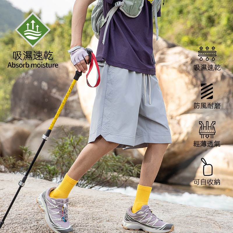 潮牌戶外短褲男夏季百搭休閒運動輕薄透氣寬鬆可收納五分褲