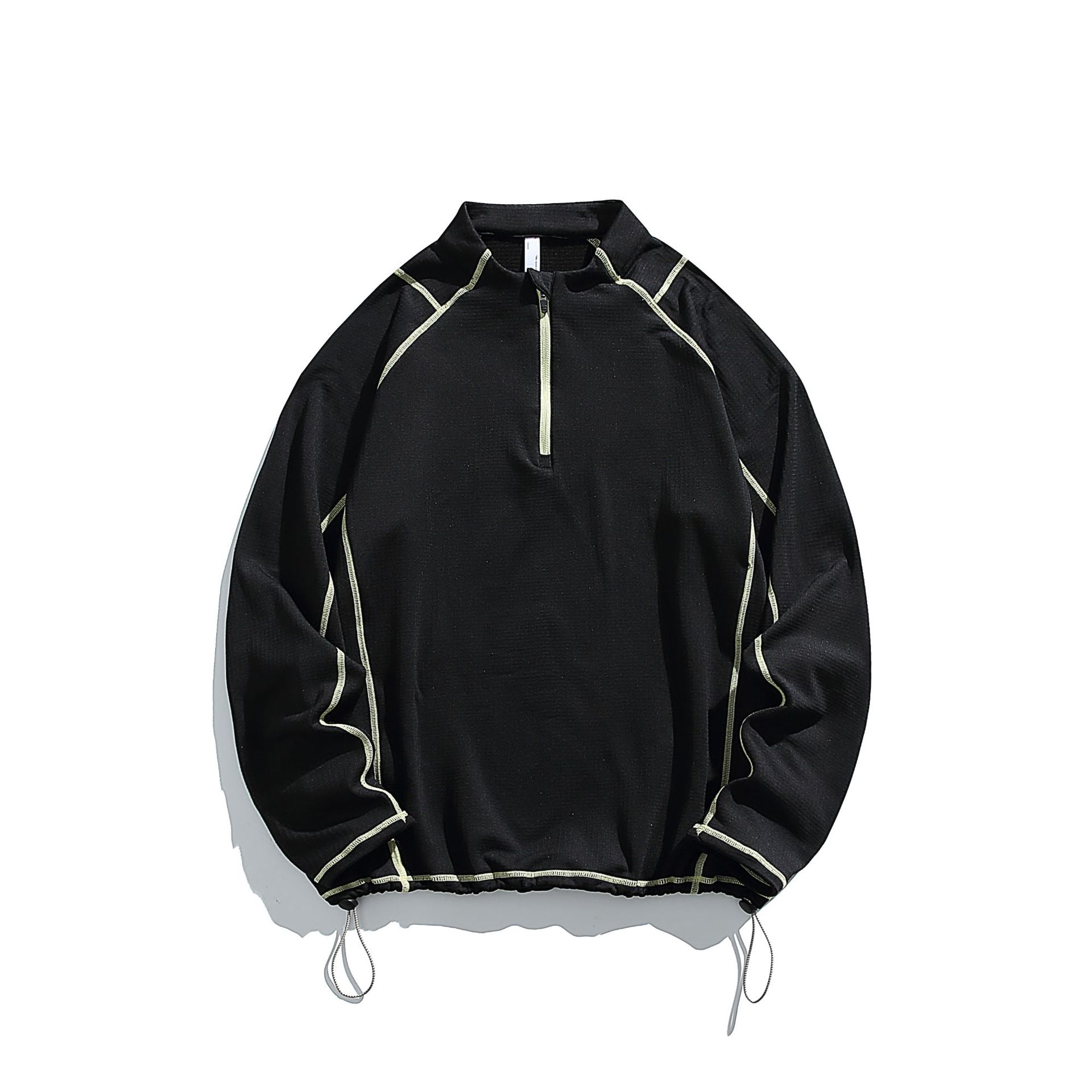 潮牌戶外哈蘇線半拉鍊圓領衛衣男女保暖抗寒抓絨長袖T恤上衣