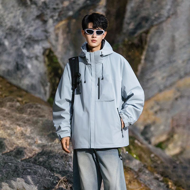 潮牌戶外運動防風三合一衝鋒衣輕薄羽絨服男女款搖粒絨外套