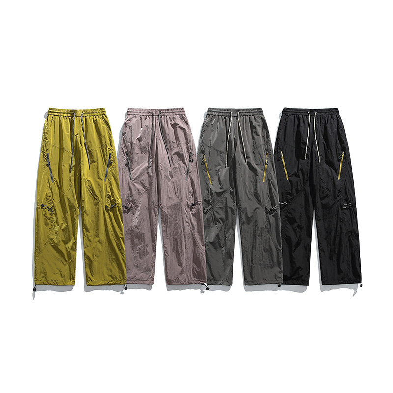 潮牌戶外通勤金屬尼龍三防衝鋒褲秋季輕量化徒步直筒工裝褲
