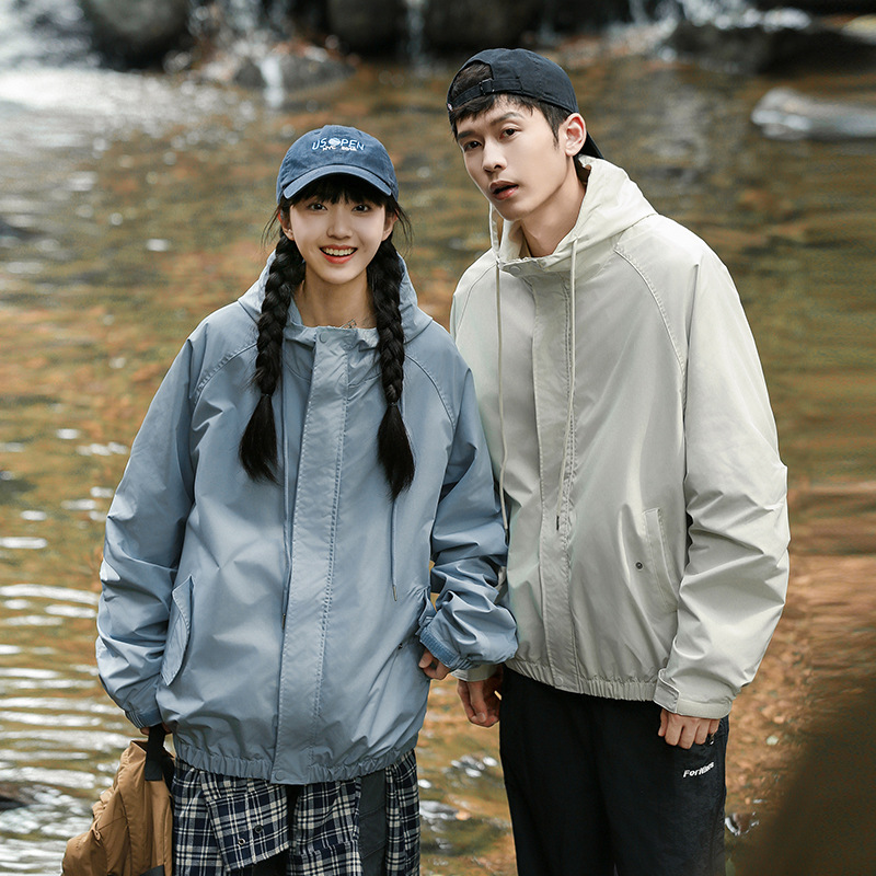 潮牌山系戶外運動防風夾克男寬鬆拼接情侶款百搭防潑水外套