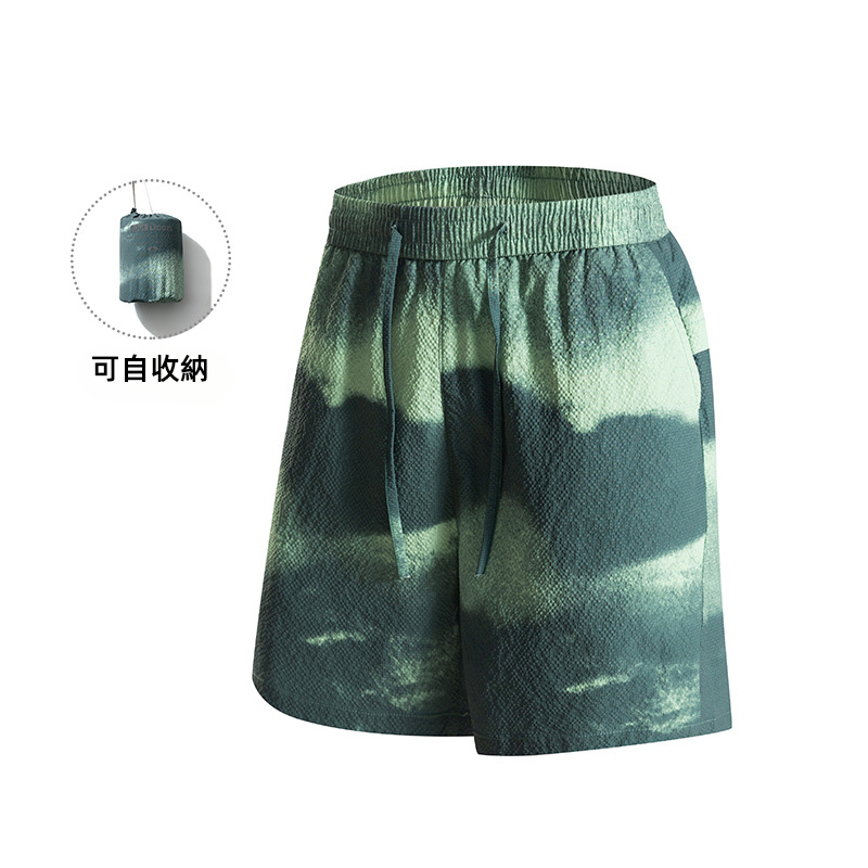 潮牌戶外防曬短褲男UPF100 山系夏季扎染百搭沙灘褲可收納