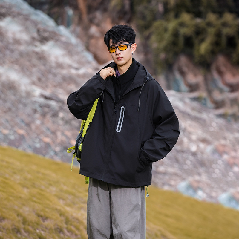 潮牌戶外防風三合一衝鋒衣輕薄羽絨服男女款搖粒絨內膽外套