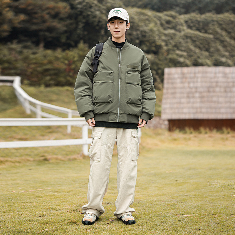 潮牌戶外運動美式飛行夾克棉衣男女保暖純棉麪包服外套棉服