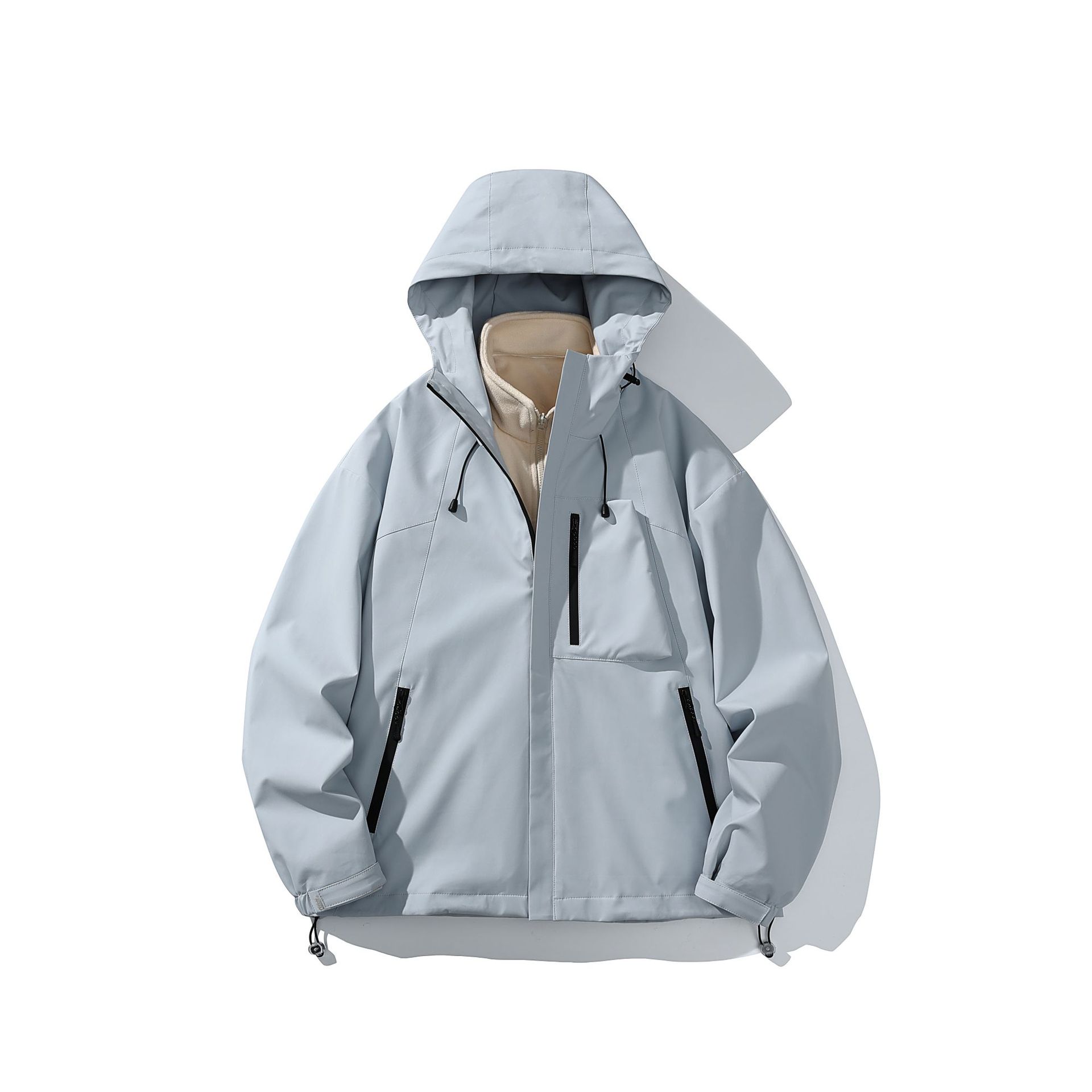 潮牌戶外運動防風三合一衝鋒衣輕薄羽絨服男女款搖粒絨外套