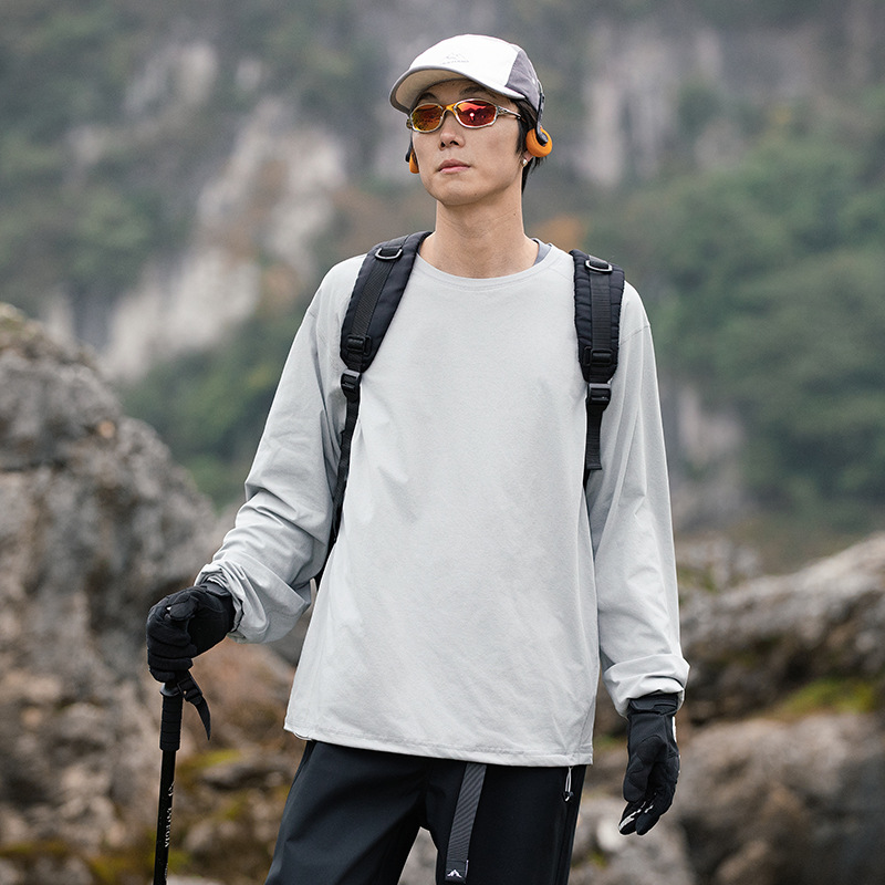 IZEXX潮牌山系戶外運動速幹長袖T恤輕薄吸濕彈力抗皺休閒運動上衣