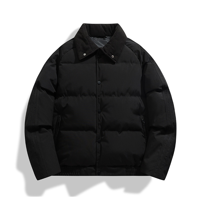 潮牌秋冬加厚保暖棉服男女翻領紐扣鎖聞麪包服情侶棉衣外套