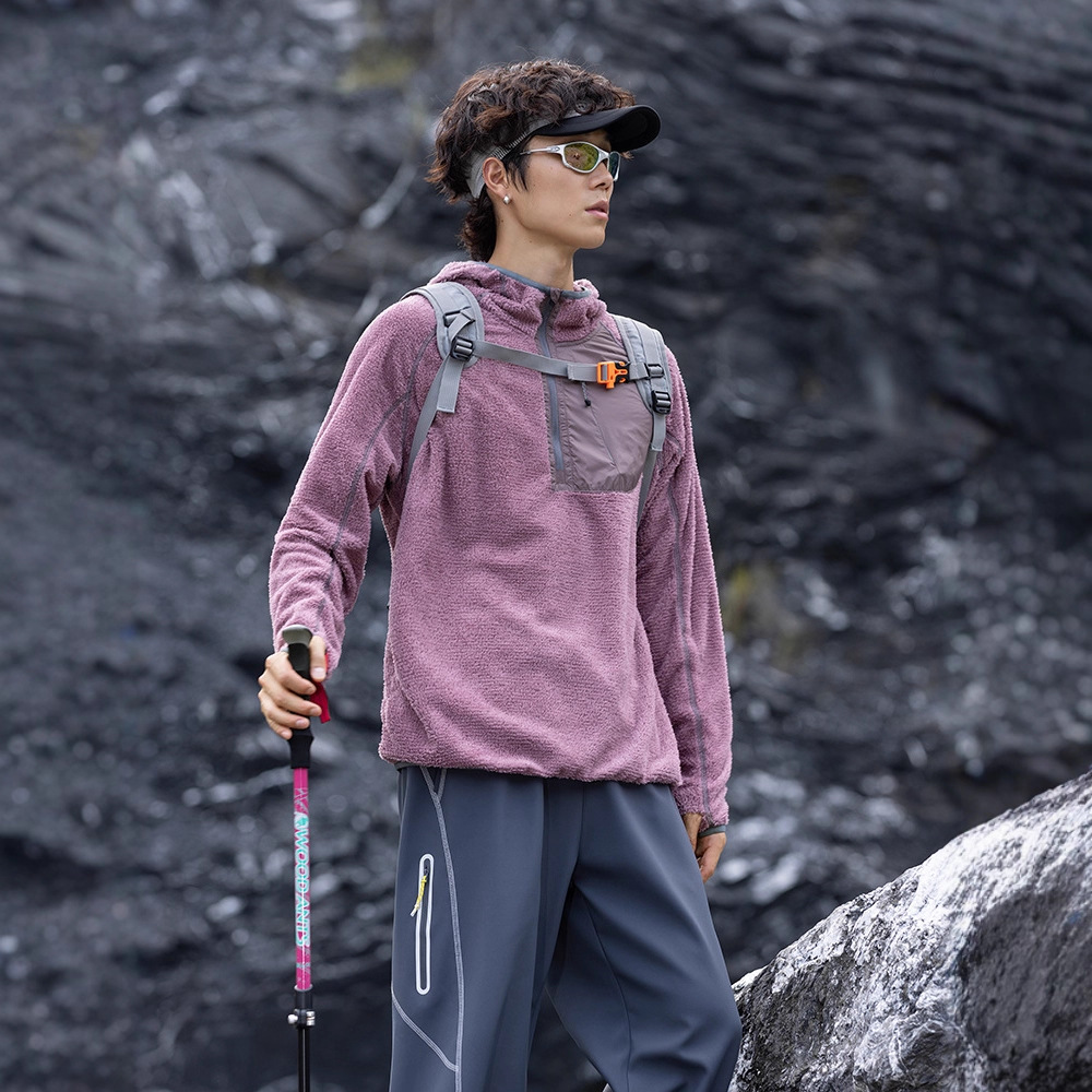 潮牌戶外連帽衛衣男抓絨鎖溫美式秋季拼接口袋情侶套頭帽衫